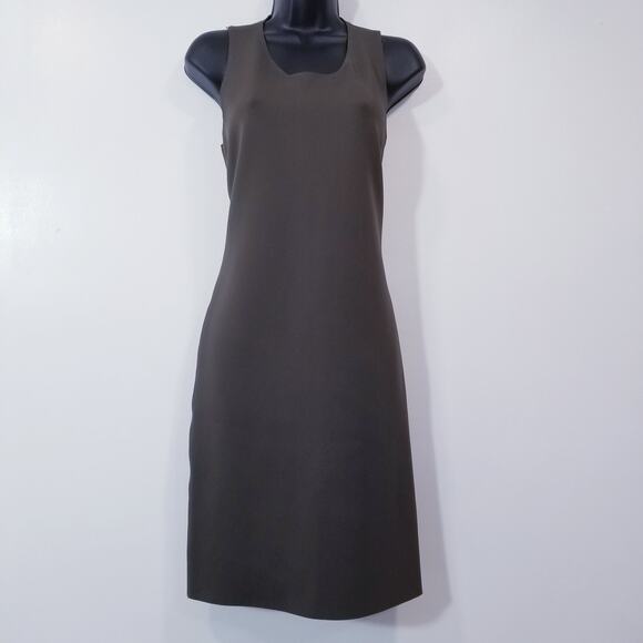 Helmut Lang Scuba Olive Green Sheath Dress - Picture 1 of 11